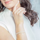 Bratara perle naturale si argint cu cristale zirconiu DiAmanti SK20213B-G